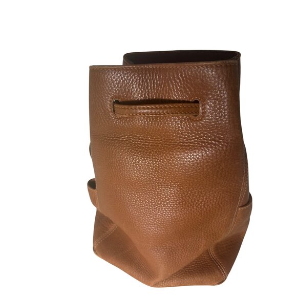 Vintage Coach Brown Pebbled Leather Drawstring Backpack With Gold-Tone Hardware - Picture 5 of 6